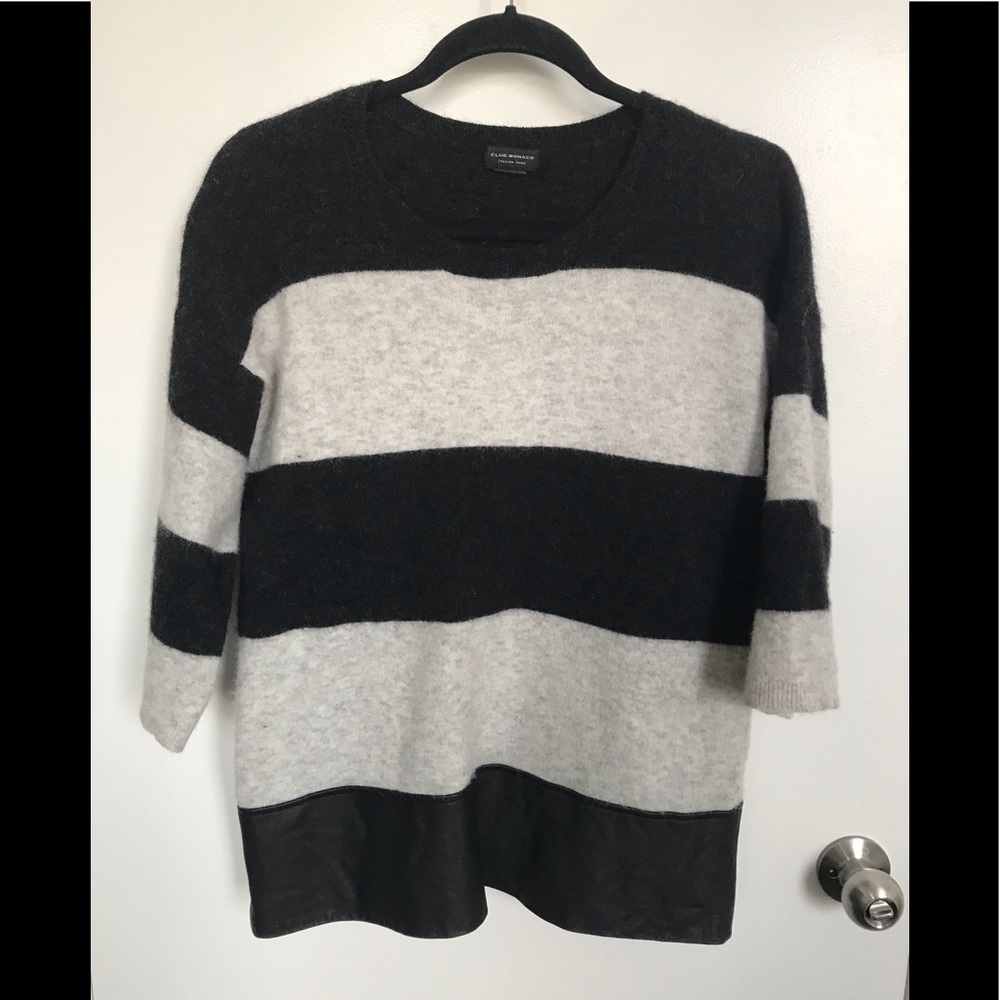 Club Monoco black and grey striped wool sweater